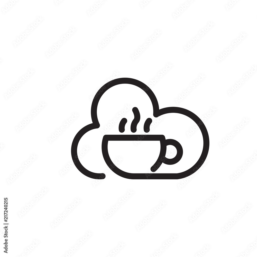 coffee and cloud line art logo icon vector coffee and cloud line art logo icon vector