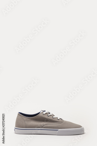 grey fabric shoes isolated white.