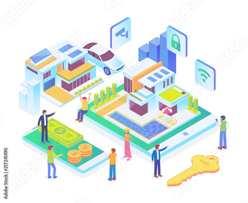 Modern Isometric Smart Home Technology System Illustration Concept
