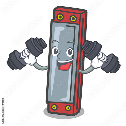 Fitness harmonica character cartoon style photo