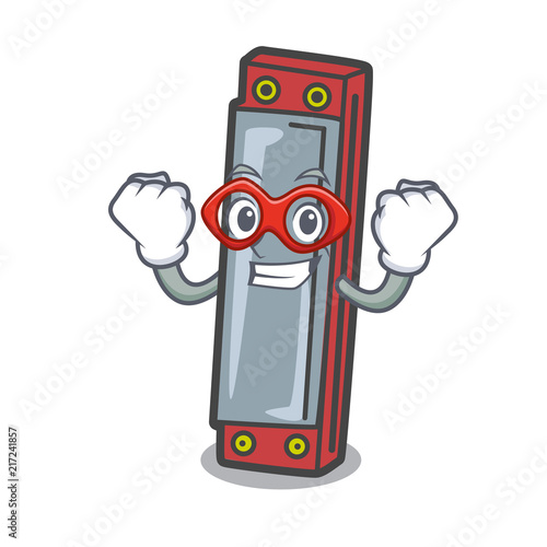 Super hero harmonica character cartoon style photo