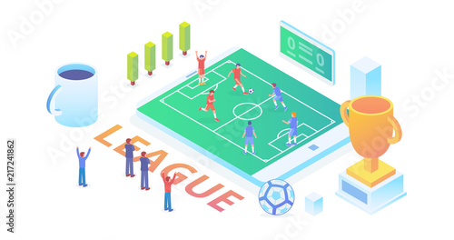 Modern Ultra HD World Soccer Championship Isometric Technology Background Wallpaper Concept