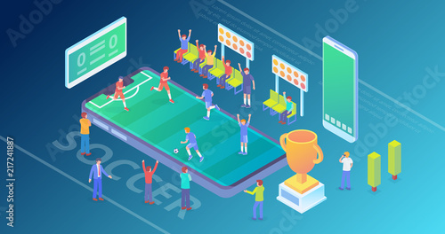Modern Ultra HD World Soccer Championship Isometric Technology Background Wallpaper Concept