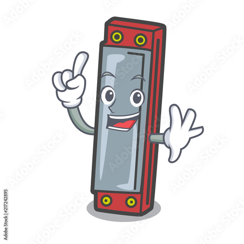 Finger harmonica mascot cartoon style