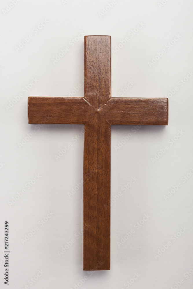wood cross on the white background