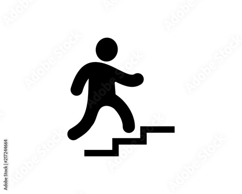 climbing up the stairs stickman figure person people human pictogram image vector icon