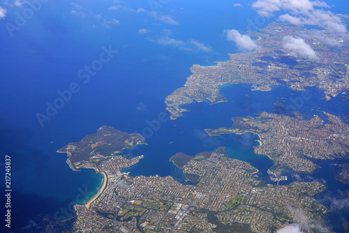 Aerial view of the area around Manly Beach, a suburb of Sydney, New South Wales, Australia