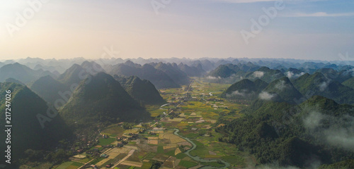 amazing landscape rice field on Bac Son, Viet Nam, above rice terraces in a beautiful day rice field on Bac Son, Viet Nam photo