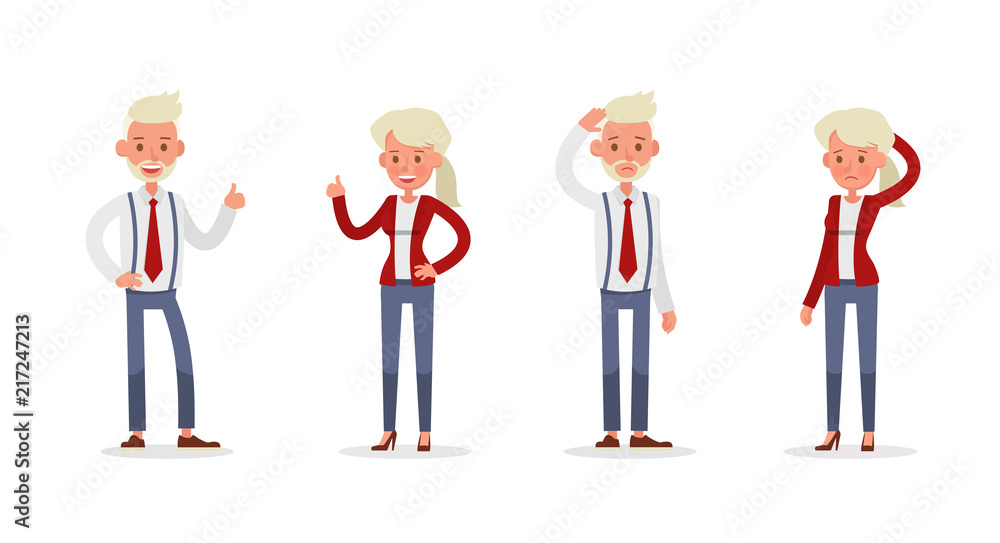 Set of Businessman and Businesswoman character vector design. Presentation in various action with emotions and working. no80 Set of Businessman and Businesswoman character vector design. Presentation in various action with emotions and working. no80