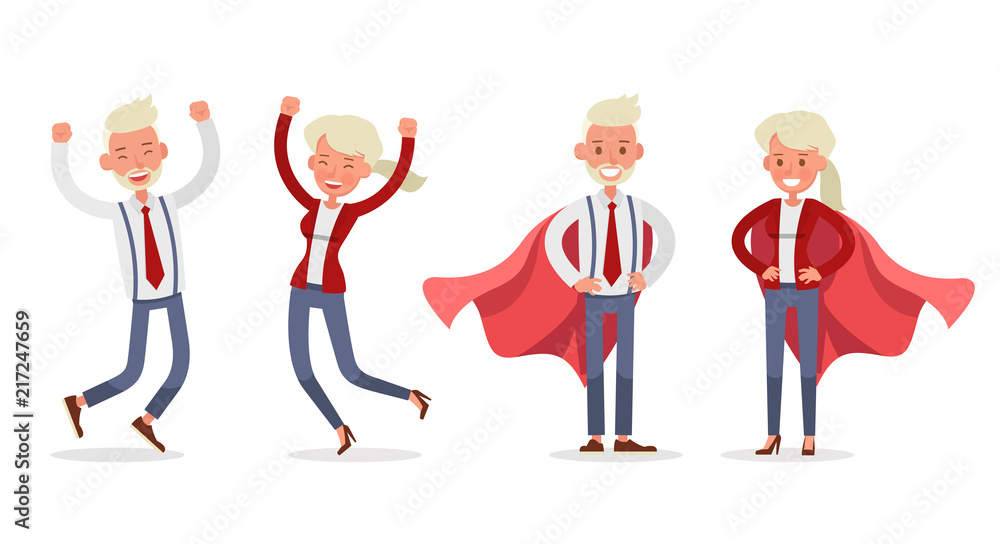 Set of Businessman and Businesswoman character vector design. Presentation in various action with emotions and working. no88 Set of Businessman and Businesswoman character vector design. Presentation in various action with emotions and working. no88