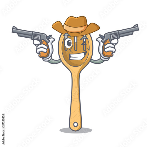 Cowboy wooden fork character cartoon