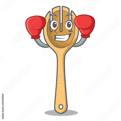 Boxing wooden fork character cartoon