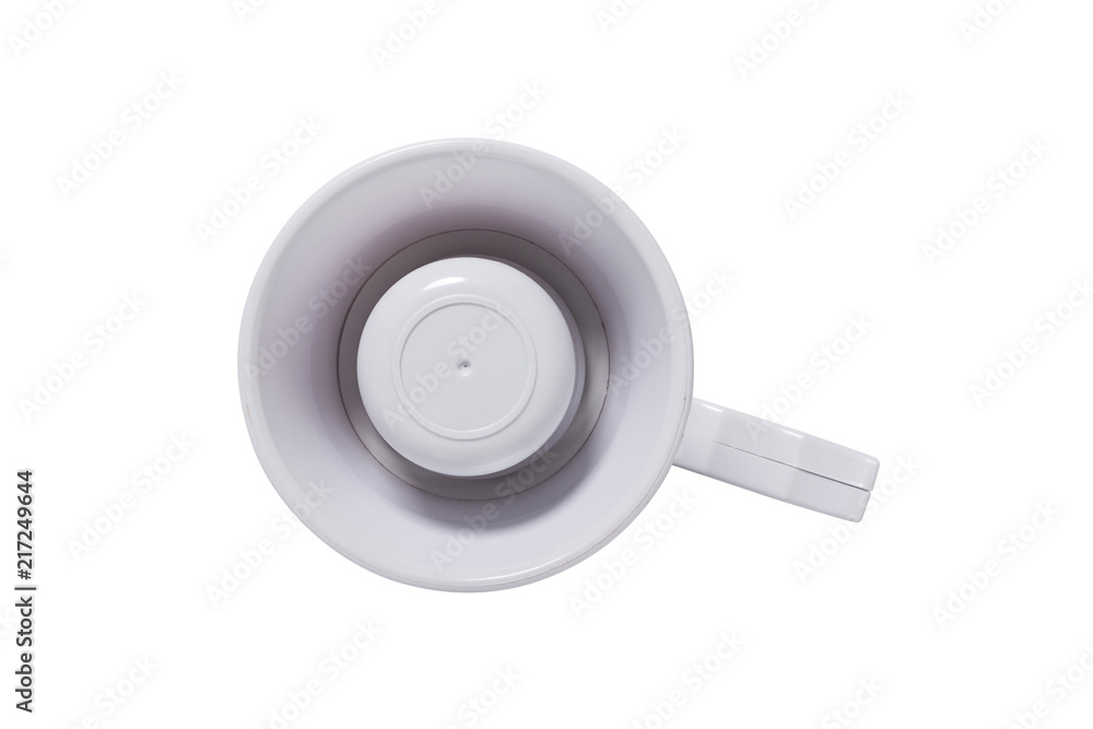 plastic electronic megaphone isolated white plastic electronic megaphone isolated white