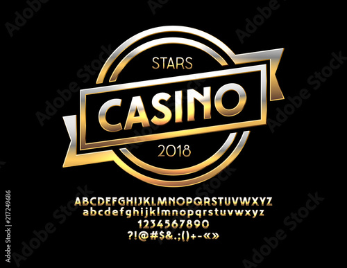 Vector Golden Emblem Casino with Luxury Font.