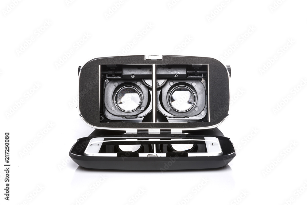 vr glasses with smartphone isolated white vr glasses with smartphone isolated white