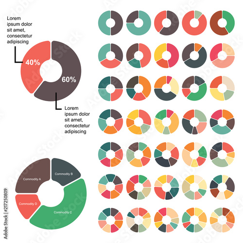 Business Infographic Element 2 to 8 Circle Diagram Different Percentage