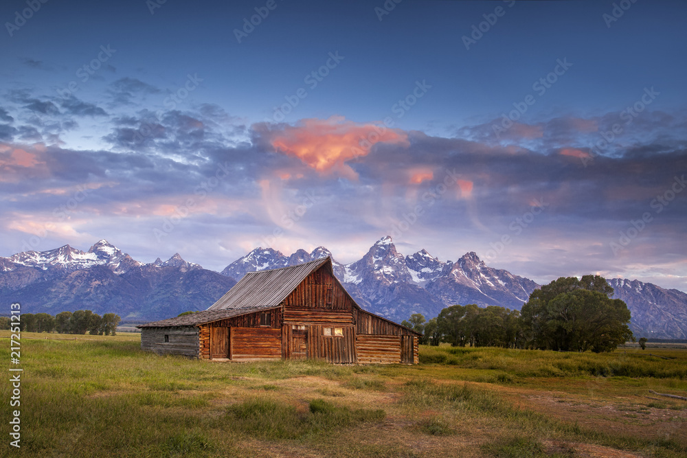 Early morning clouds over Mormon Row in Wyoming's Grand Teton National Park