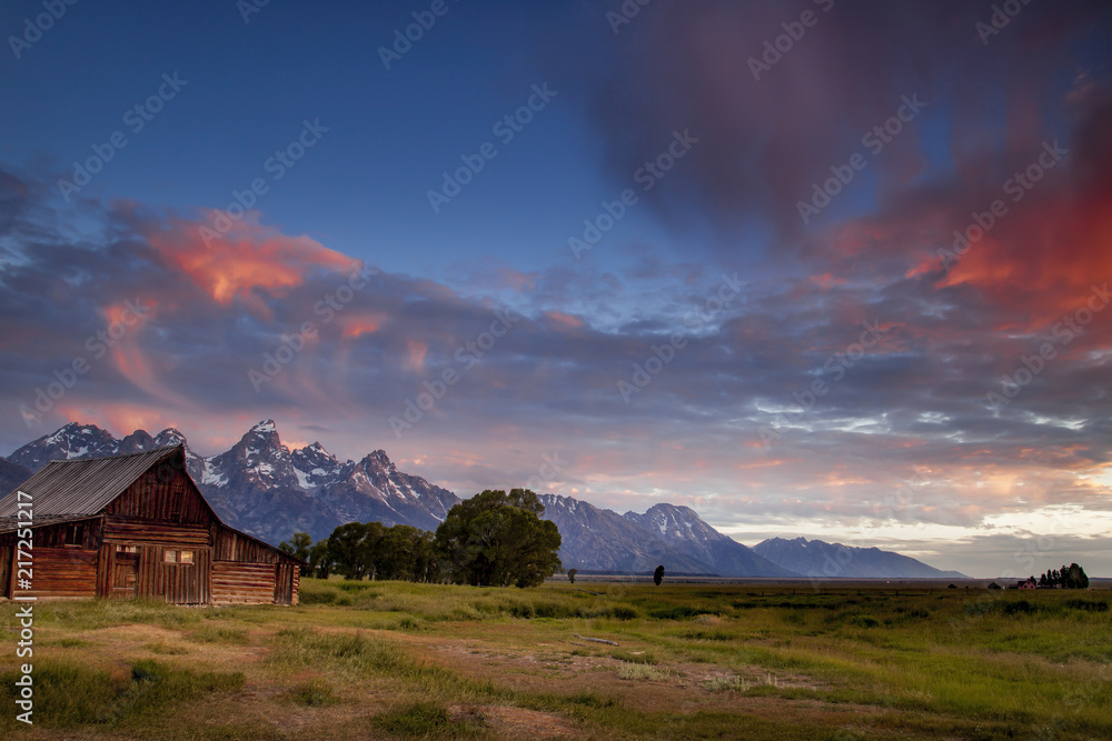 Early morning clouds over Mormon Row in Wyoming's Grand Teton National Park Early morning clouds over Mormon Row in Wyoming's Grand Teton National Park