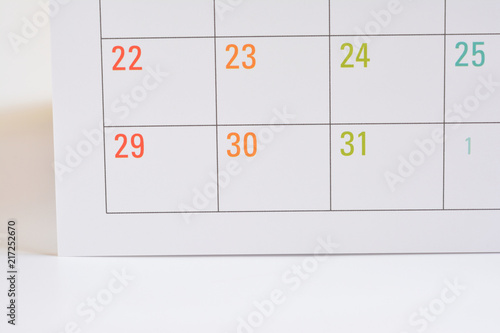 Calendar on a white background