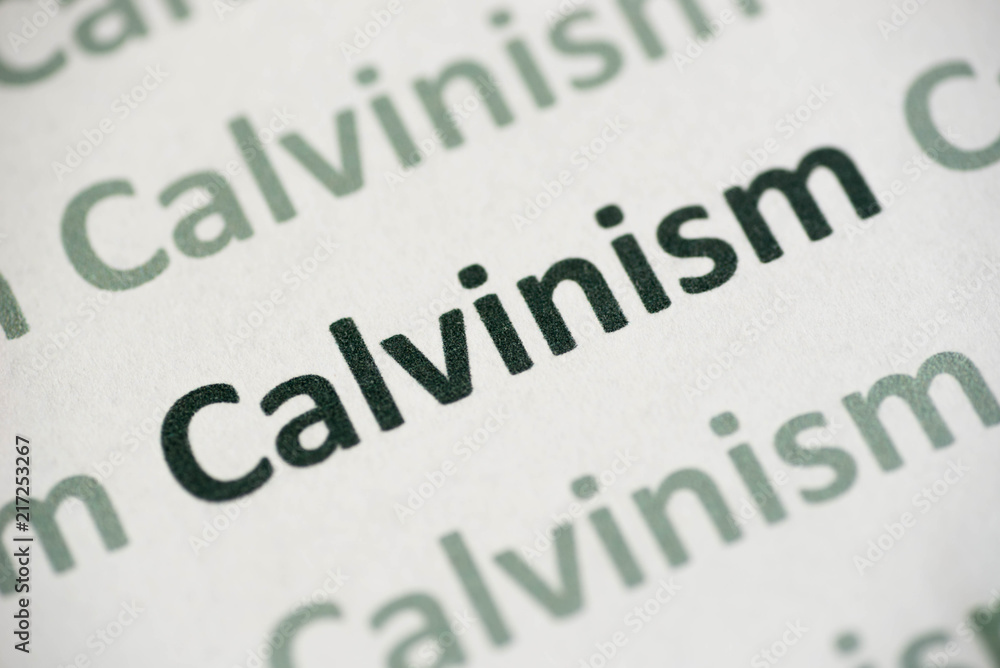 Obraz premium word Calvinism printed on paper macro