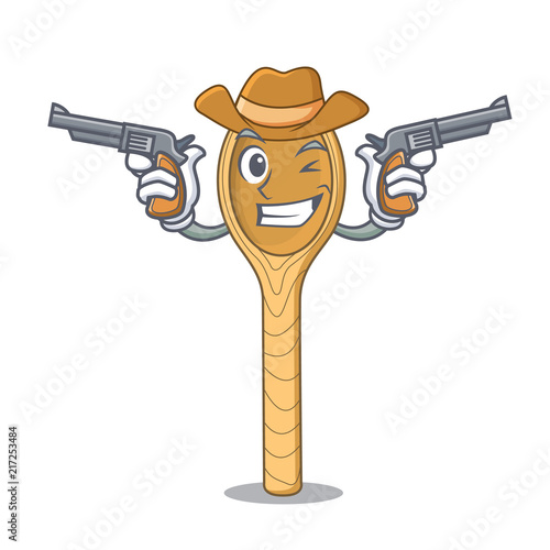 Cowboy wooden spoon character cartoon