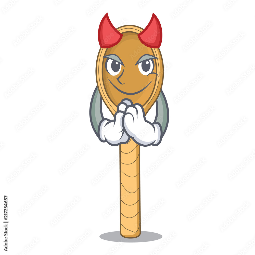 Devil wooden spoon mascot cartoon Stock Vector | Adobe Stock