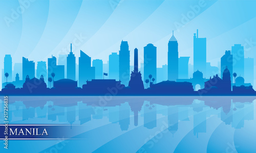 Manila city skyline silhouette background photo