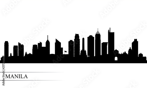 Manila city skyline silhouette background