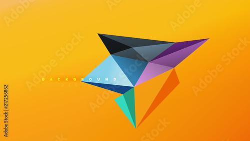 Abstract background - geometric origami style shape composition  triangular low poly design concept. Colorful trendy minimalistic illustration