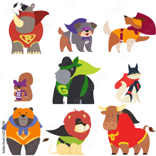 animals in superhero costumes.
