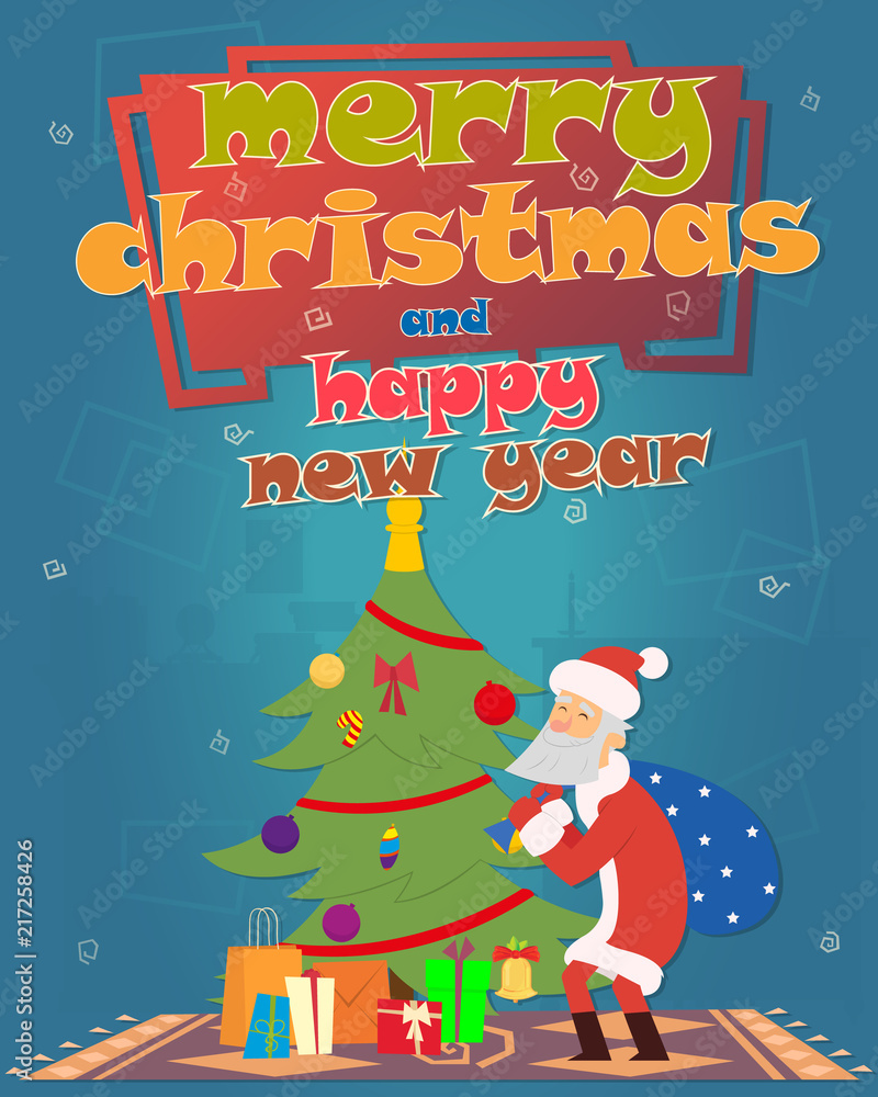 Merry Christmas And Happy New Year Greeting Card