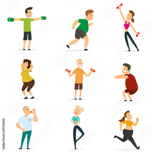 sports people in the flat style.