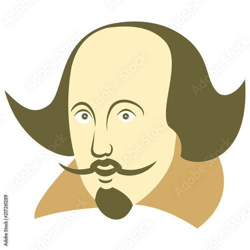 Vector illustration of William Shakespeare in cartoon style on an isolated white background