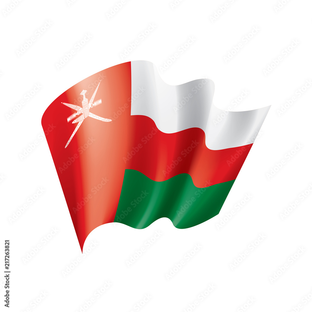 Oman flag, vector illustration on a white background Oman flag, vector illustration on a white background
