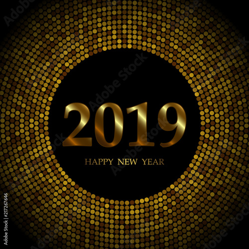 2019 New Year Black background