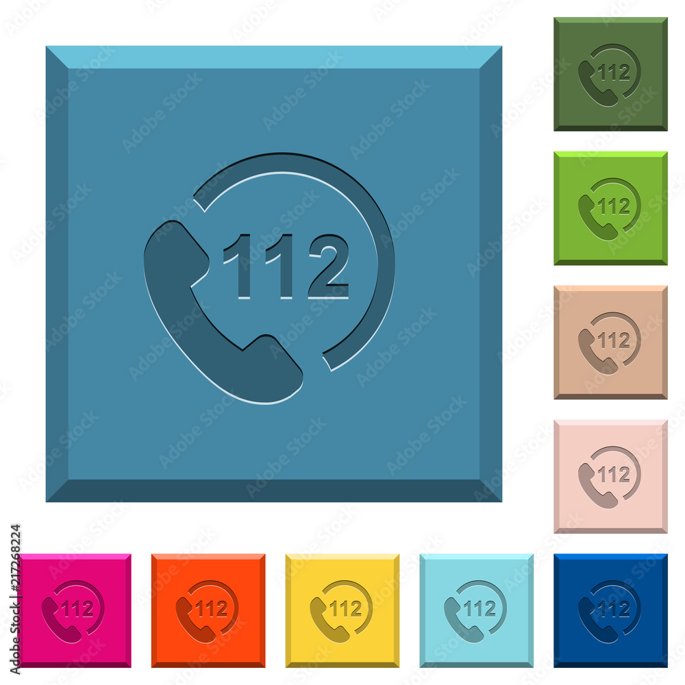 Emergency call 112 engraved icons on edged square buttons Emergency call 112 engraved icons on edged square buttons