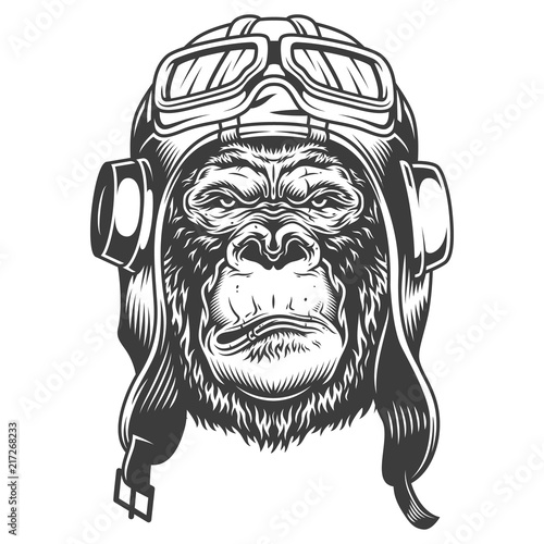 Serious gorilla in monochrome style