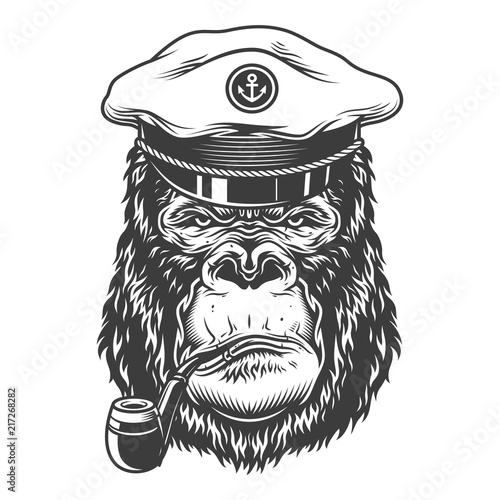 Serious gorilla in monochrome style