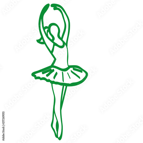 Handgezeichnete Ballerina in grün