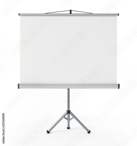 Projection screen isolated on white background. 3D illustration