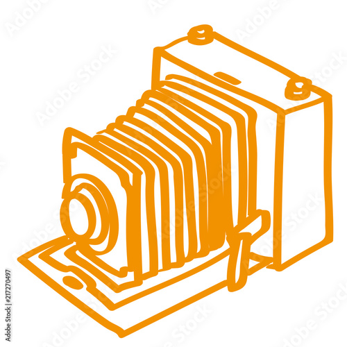 Handgezeichnete alte Kamera in orange