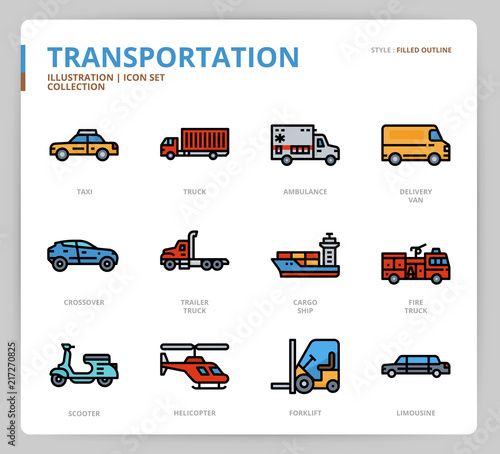 Transportation icon set