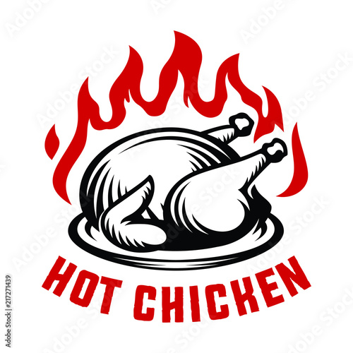 Hot chicken fire logo illustration