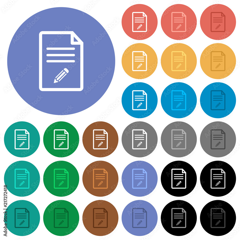 Edit document round flat multi colored icons Edit document round flat multi colored icons