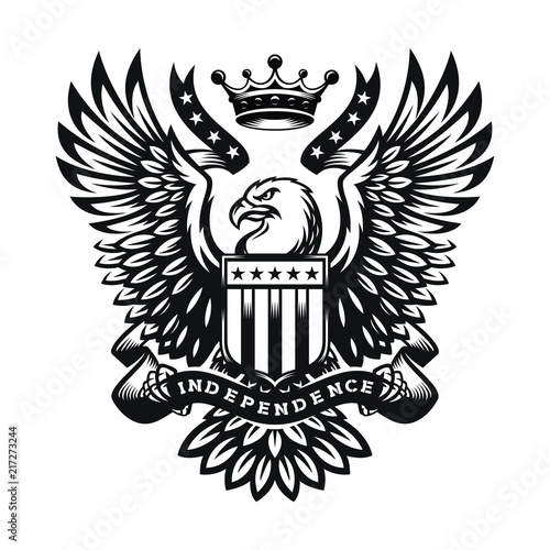 illustration symbol eagle with shield and crown