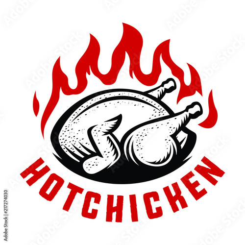 Hot chicken with fire illustration