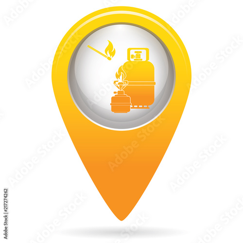 Camping stove with gas bottle icon vector