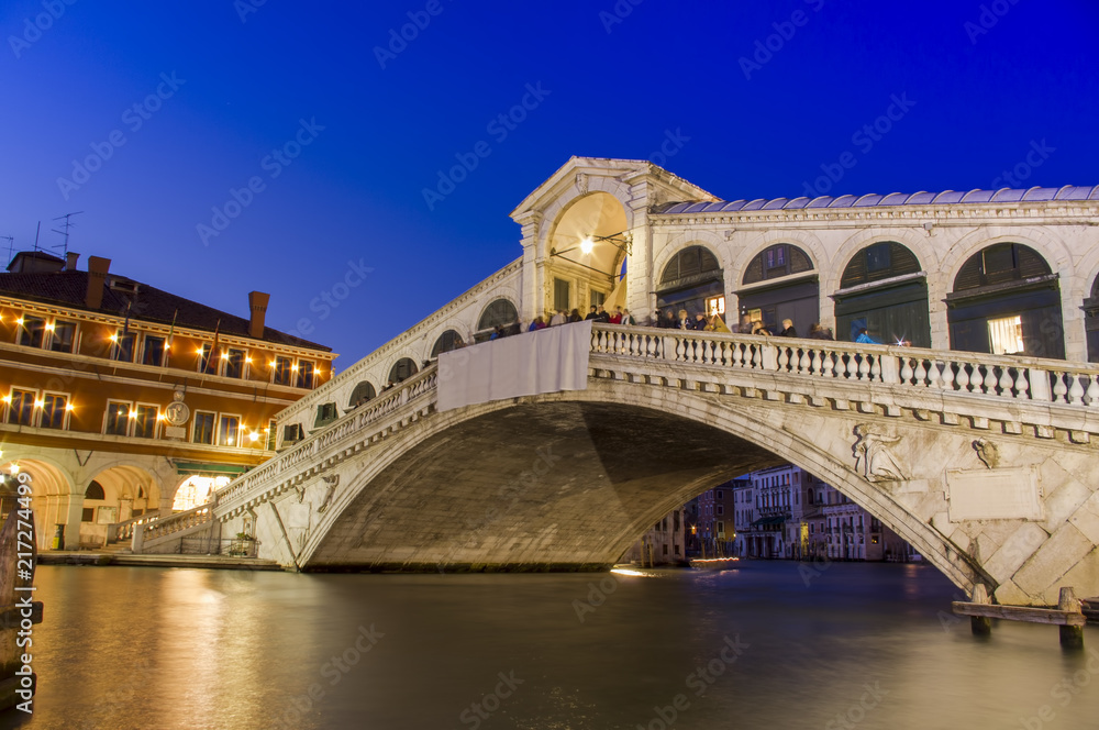 Venice at night. Rialto bridge
