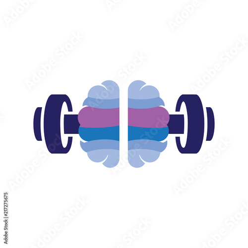 brain with barbell fitness logo icon vector