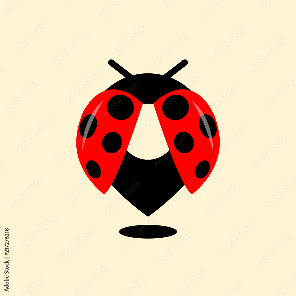 Fototapeta premium Ladybug pin location logo icon vector